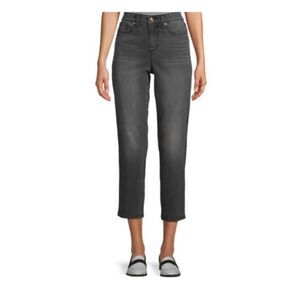 Scoop crop straight gray wash jeans size 14